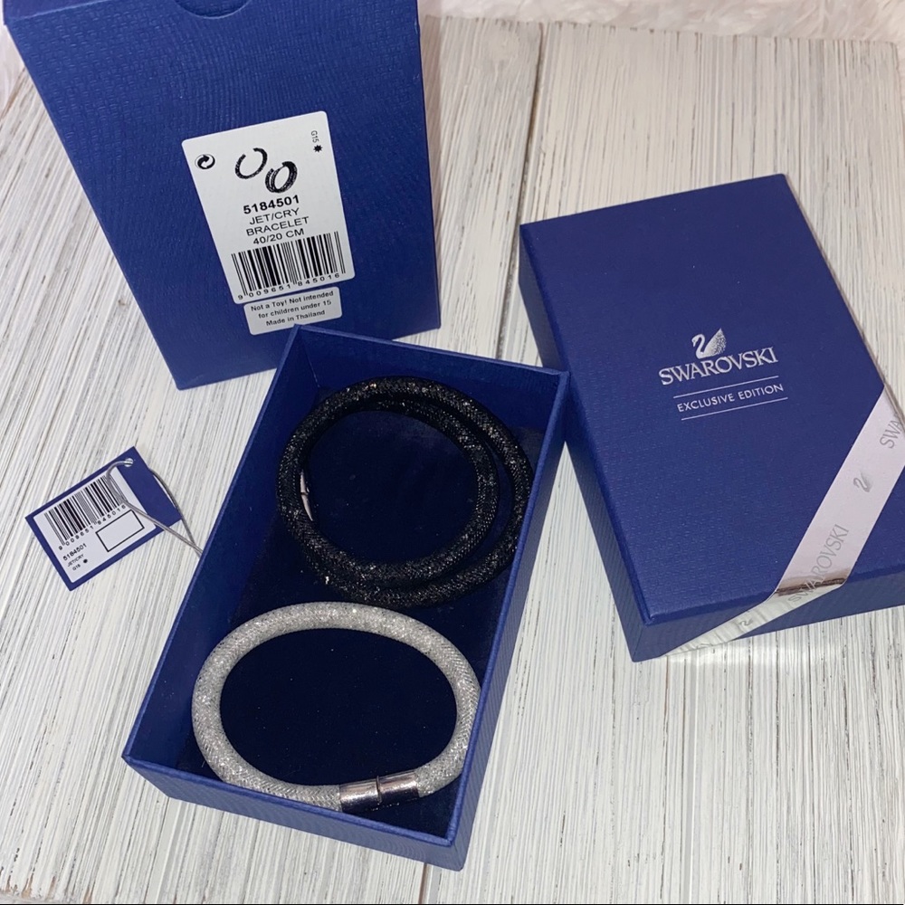 Swarovski Stardust Bracelet Set Jet/Cry M